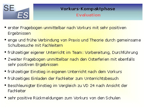 Vorkurs Evaluation (Übersicht)