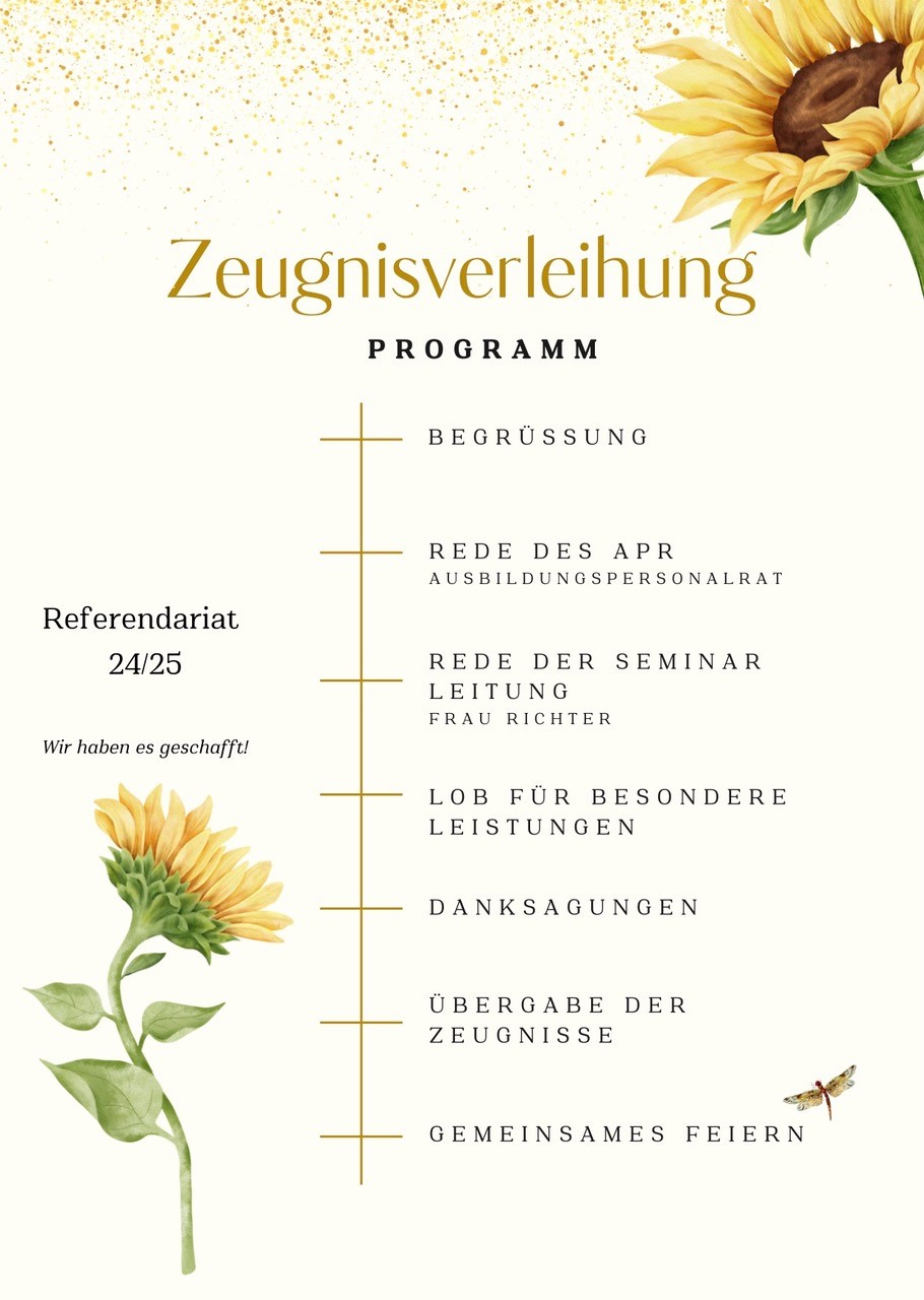 Programm der Zeugnisverleihung